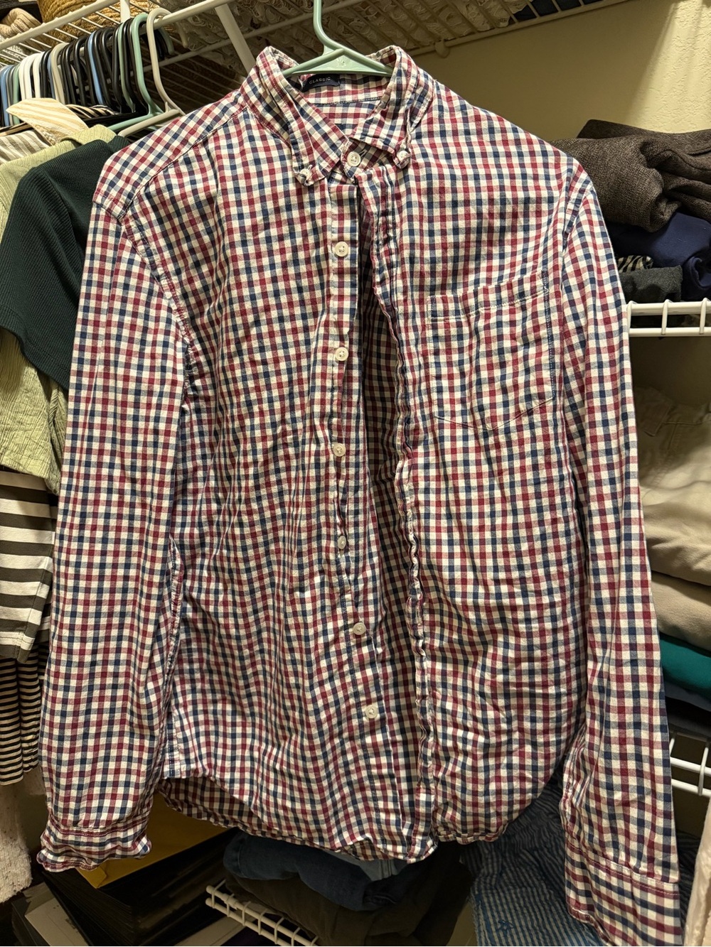 J. Crew Red and Blue Gingham Button-Down Shirt